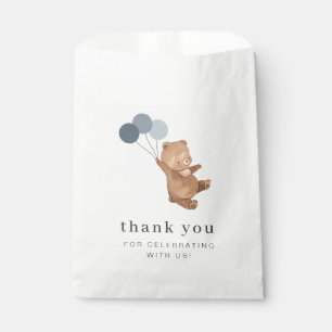 Sachets En Papier Ours en peluche avec 3 ballons bleus