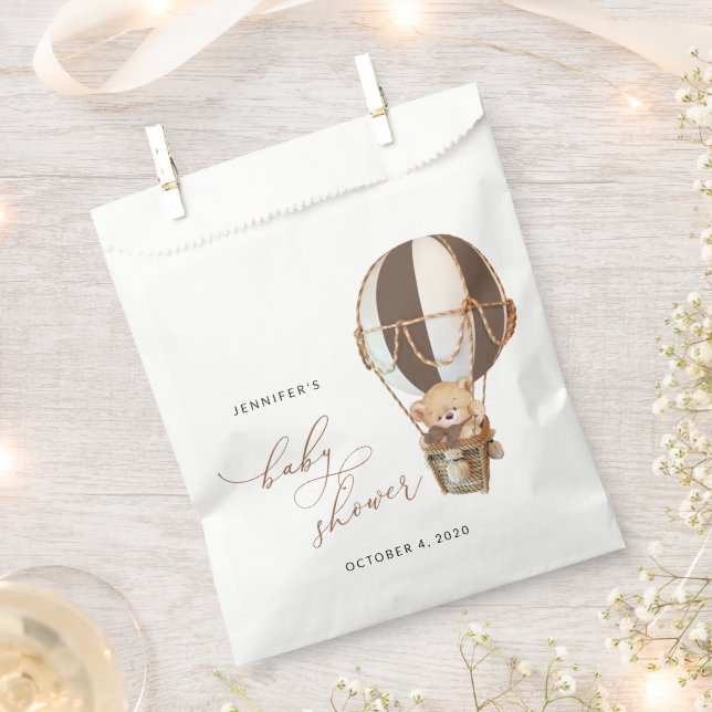 Sachets En Papier Ours en peluche, Ballon Brown à air chaud, Baby sh (Coupé)