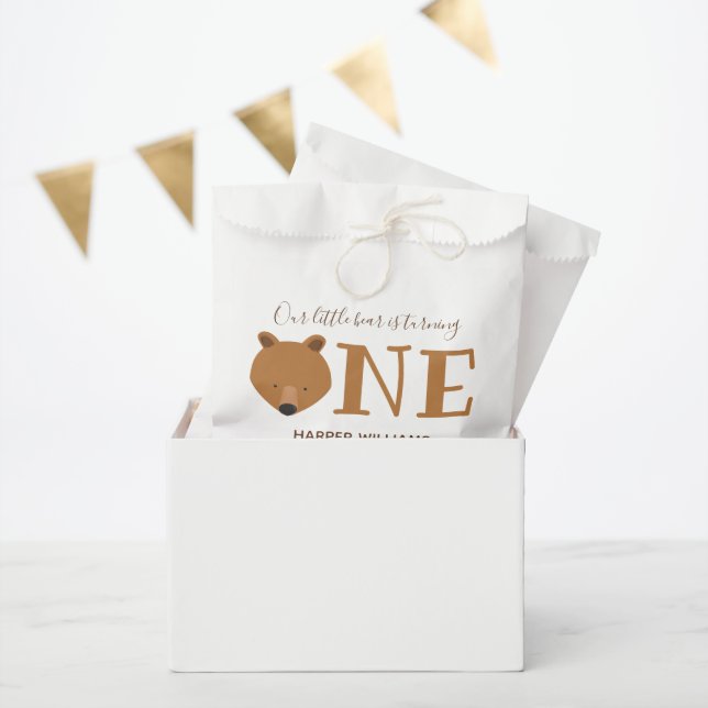 Sachets En Papier Ours Turner un animal mignon premier anniversaire (Fête)