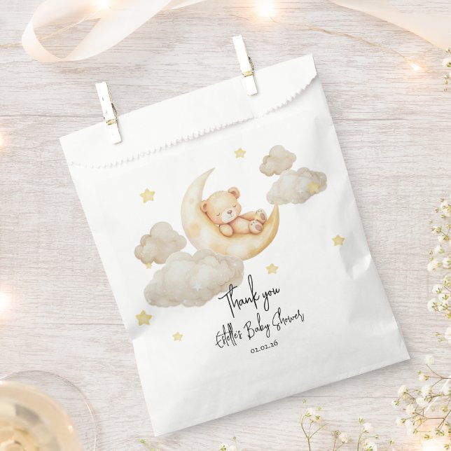 Sachets En Papier Over the Moon Teddy Bear Baby Shower  (Créateur téléchargé)