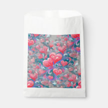 Padrão de corações em movimento, vermelho e azul.