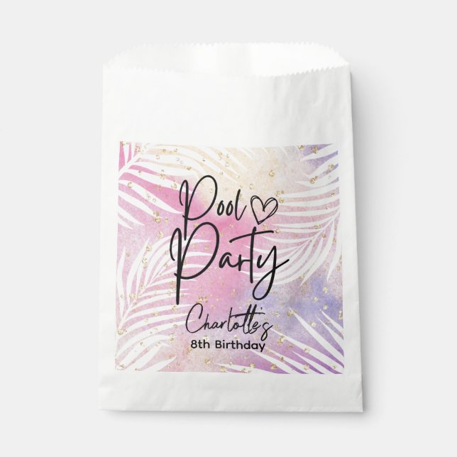 Sachets En Papier Palm Pastel Tropical Rainbow Pool Party Anniversai (Devant)