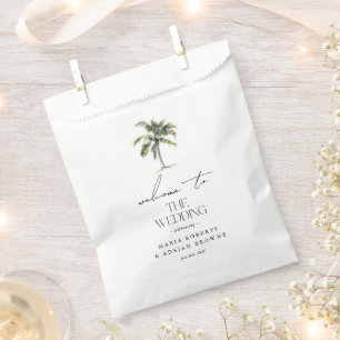 Sachets En Papier Palm Tree minimal Plage tropicale Mariage Bienvenu