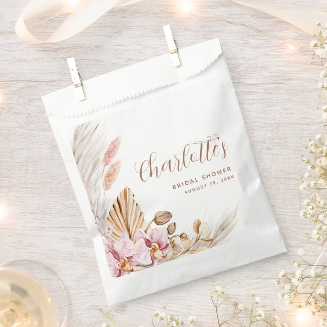 Sachets En Papier Pampas rose bohème | FÊTE DES MARIÉES (Coupé)