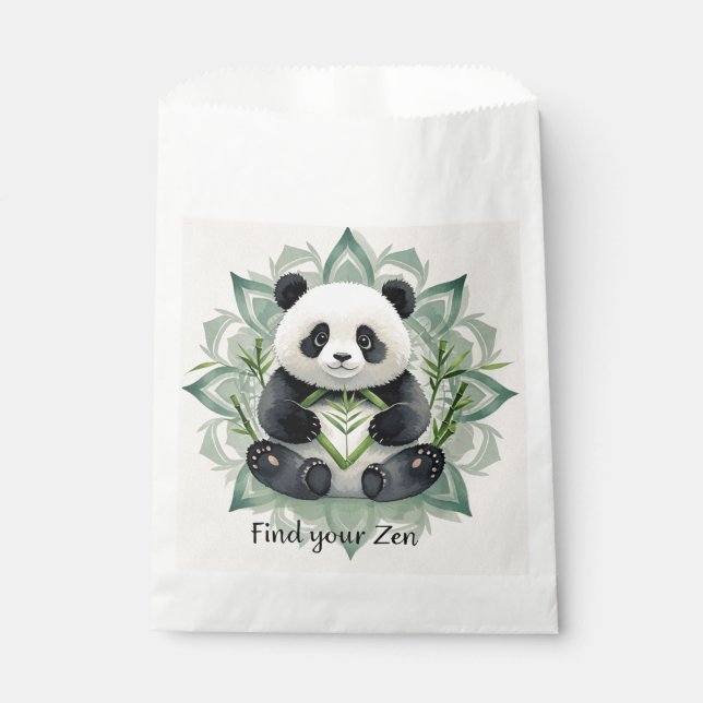 Sachets En Papier Panda dodu assis en position du lotus Zen (Devant)