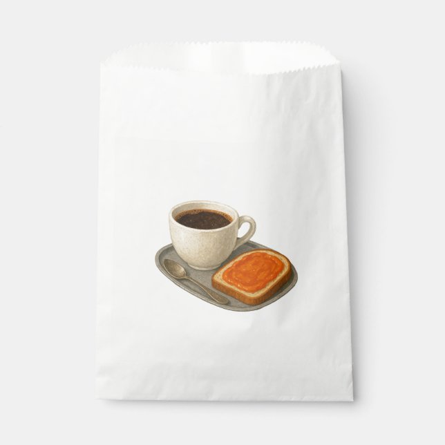 Sachets En Papier Paper bag with illustration of coffee and toast (Devant)