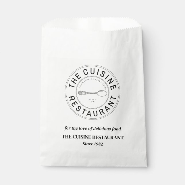 Sachets En Papier Papier simple personnalisé avec logo pour restaura (Devant)