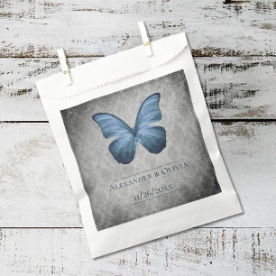 Sachets En Papier Papillon bleu Vintage Mariage damassé