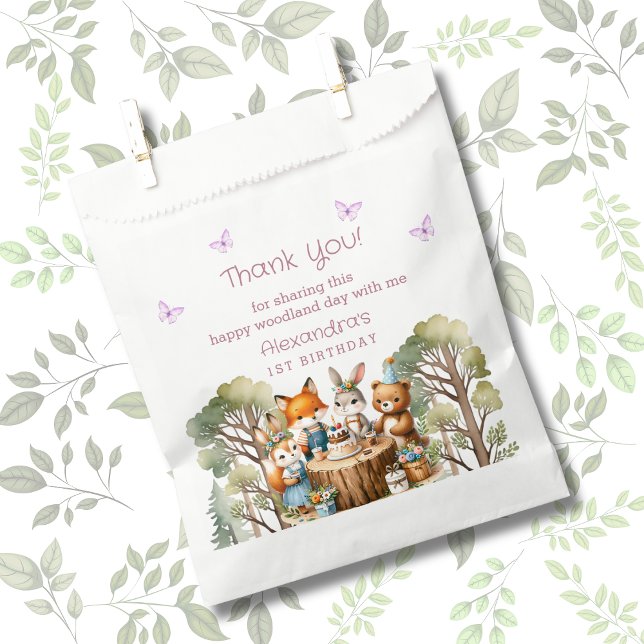 Sachets En Papier Papillon Fille du bois Animaux 1er anniversaire (Créateur téléchargé)