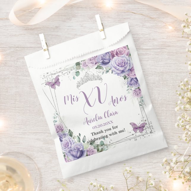 Sachets En Papier Papillons floraux Lilac Chic violet Quinceañera (Coupé)