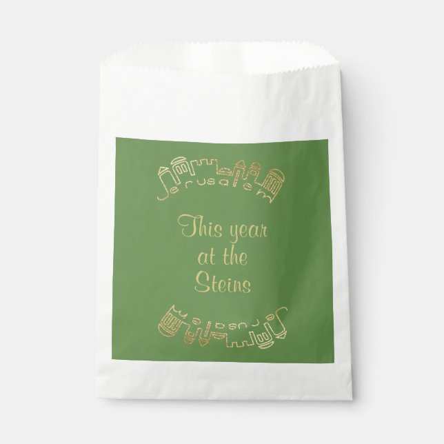Sachets En Papier Pâque "Jérusalem d'or" Goodie Favoriser Sac (Devant)