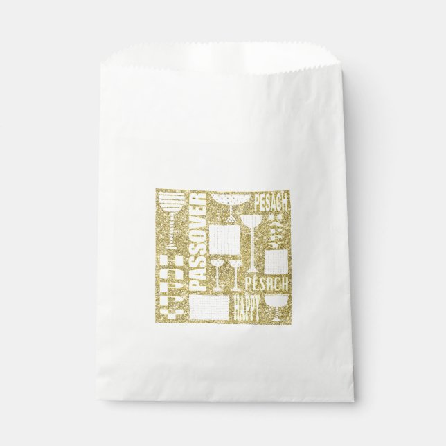 Sachets En Papier Pâque "PASSOVER GOLD" Goodie Favoriser Sac (Devant)