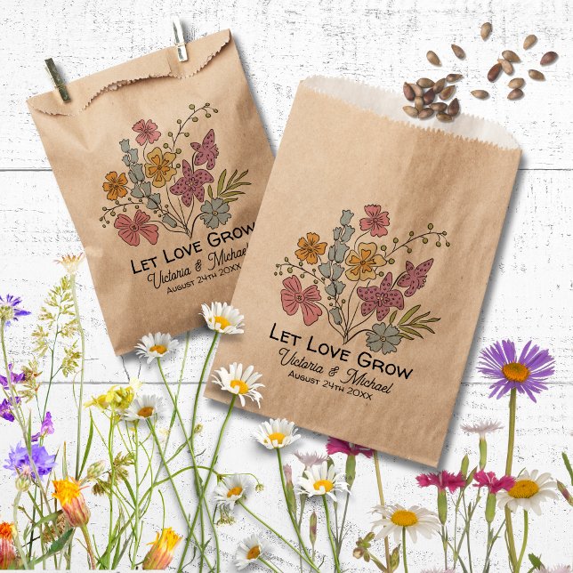 Sachets En Papier Paquet de graines de fleurs sauvages dessinées à l (Créateur téléchargé)