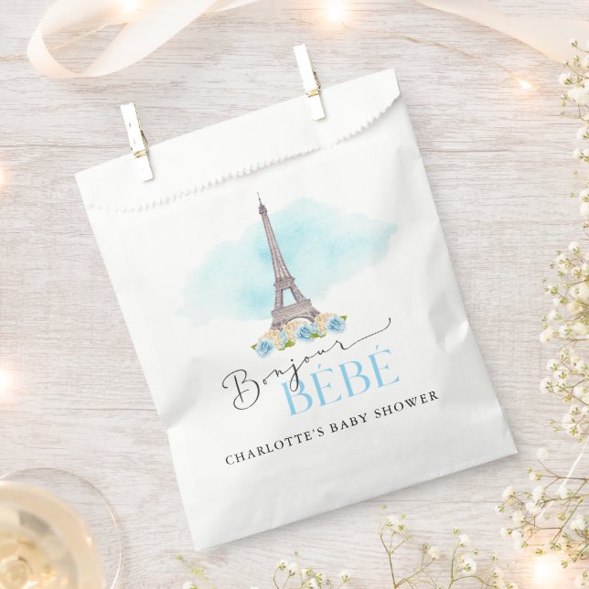 Sachets En Papier Paris Tour Eiffel Bonjour Baby shower Favoriser Sa (Coupé)