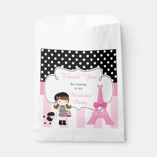 Sachets En Papier Paris Tour Eiffel Brunette Girl (Devant)