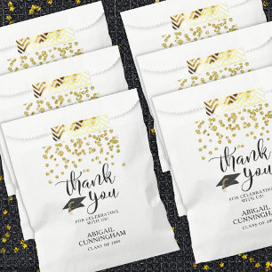Sachets En Papier Partie de graduation Gold Confetti Script MERCI