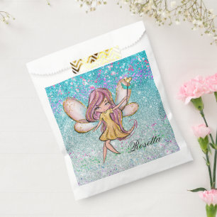 Sachets En Papier Parties scintillant bleu pourpre d'or de fille Éti