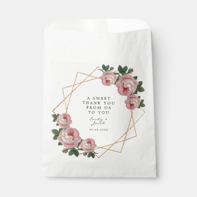 Sachets En Papier Parties scintillant d'or Géométrique Élégant rose  (Devant)