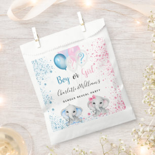 Sachets En Papier Parties scintillant rose bleu éléphants sexe révél