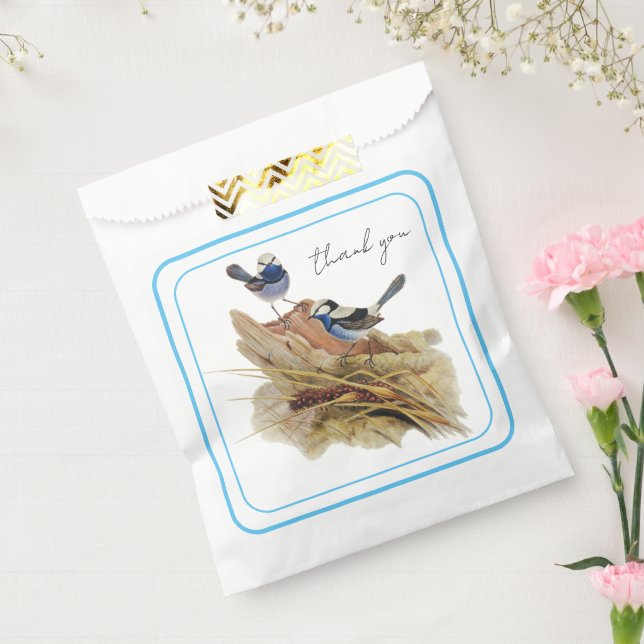 Sachets En Papier Paruline superbe turquoise, Merci (Scellé)