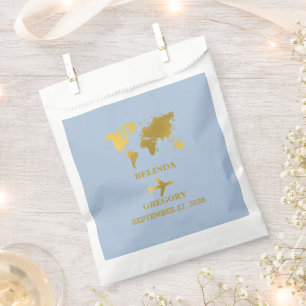 Sachets En Papier Passeport Mariage Destination Monde Bleu Poussiére