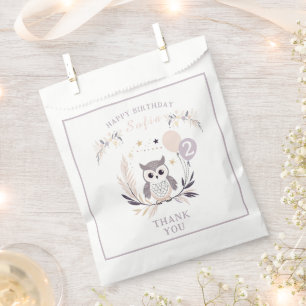 Sachets En Papier Pastel Boho Owl et Balloons Anniversaire