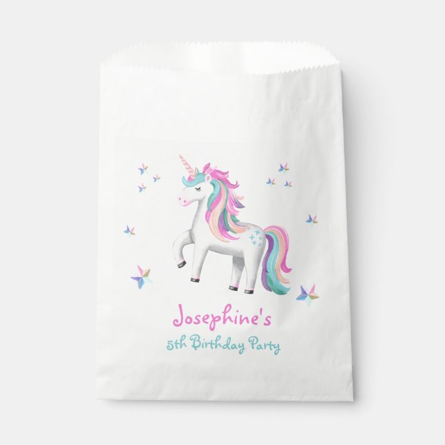 Sachets En Papier Pastel Magique Unicorn Anniversaire des enfants (Devant)