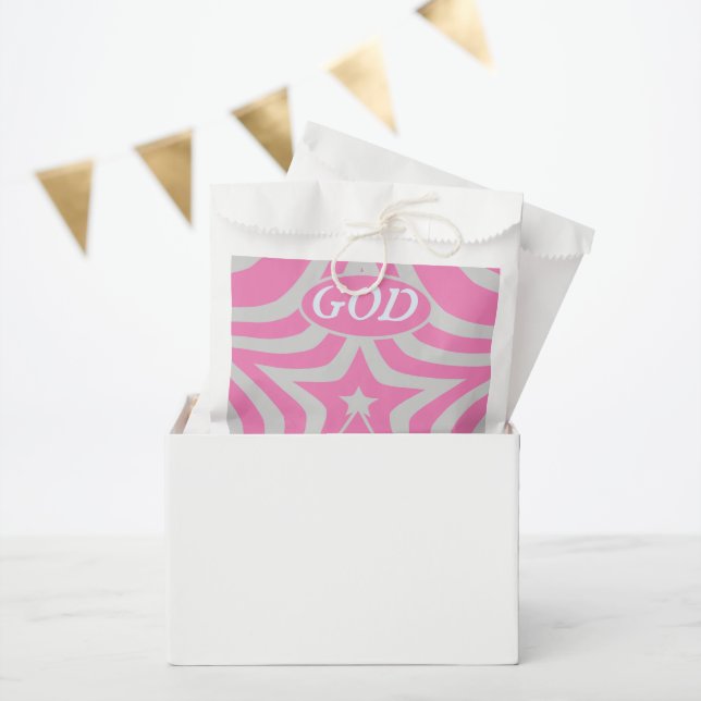 Sachets En Papier Pastel Pink & Gray Star "God Is Love" Baby Shower (Fête)