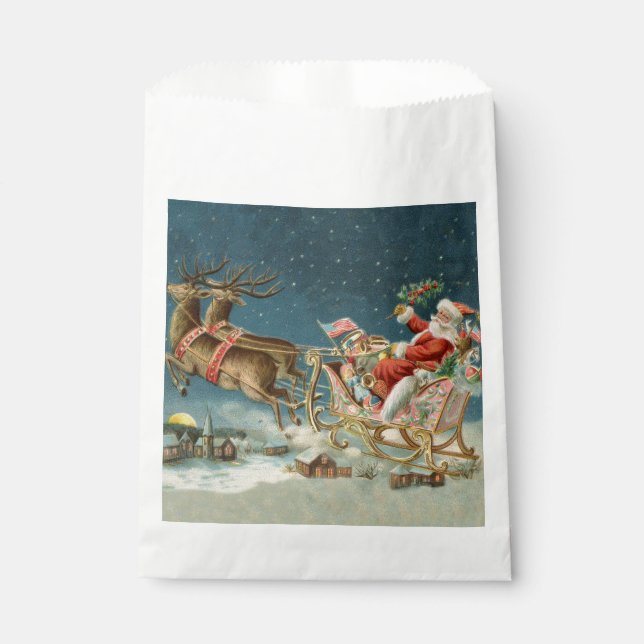 Sachets En Papier Père Noël Antique Sleigh Reindeer (Devant)