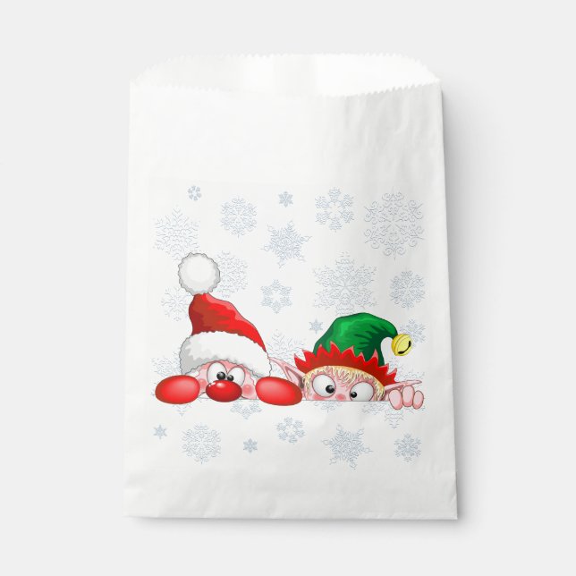 Sachets En Papier Père Noël et Elf Cute et drôle Caractères Pékin (Devant)