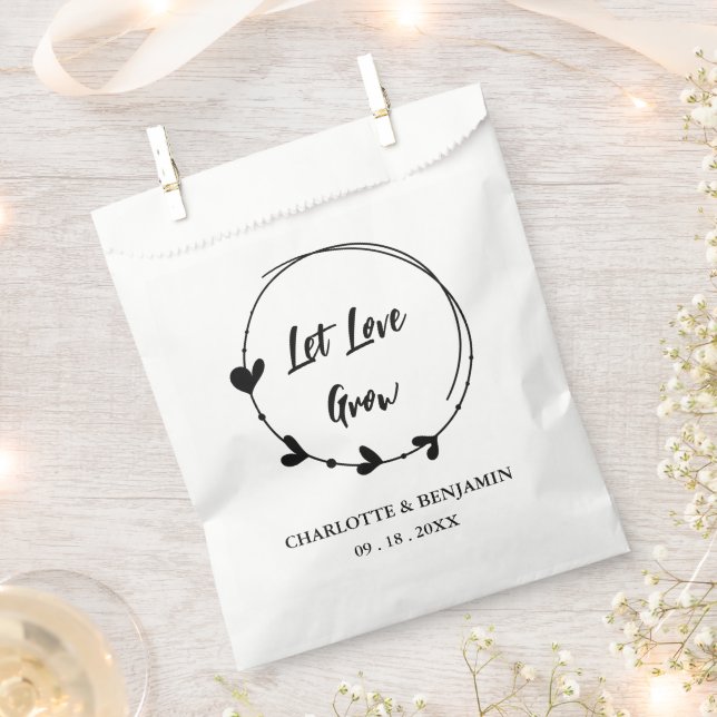 Sachets En Papier Personnalisé Laissez l'amour grandir Mariage (Coupé)