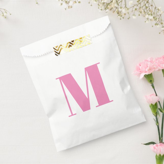 Sachets En Papier Personnaliser monogramme rose initial blanc (Scellé)