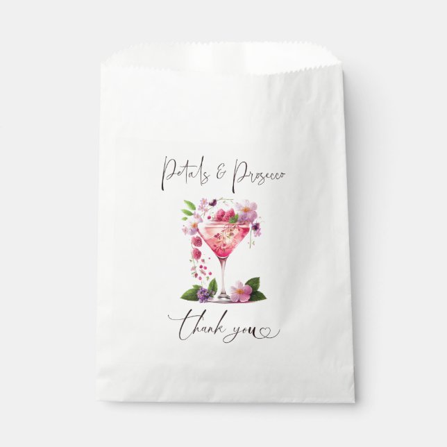 Sachets En Papier Pétales et Prosecco Fête des mariées florale rose  (Devant)