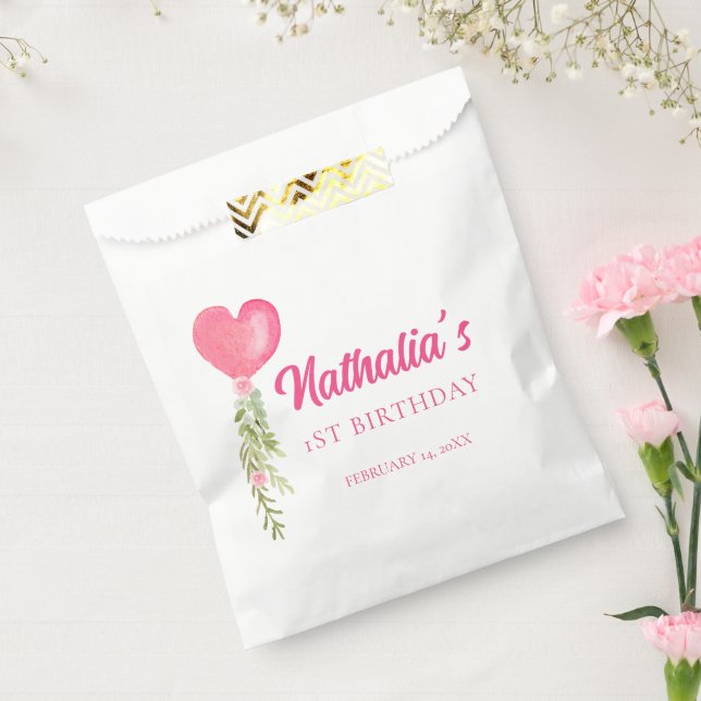 Sachets En Papier Petit Amour Rouge Coeur Ballons Anniversaire (Scellé)