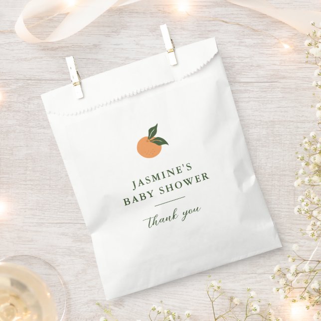 Sachets En Papier Petit Baby shower de Citrus orange Cutie (Coupé)
