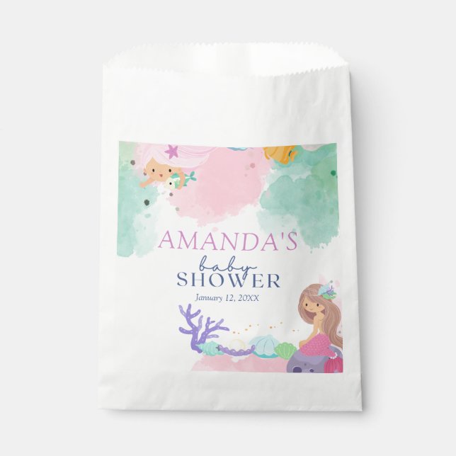 Sachets En Papier Petit Baby shower de sirène (Devant)