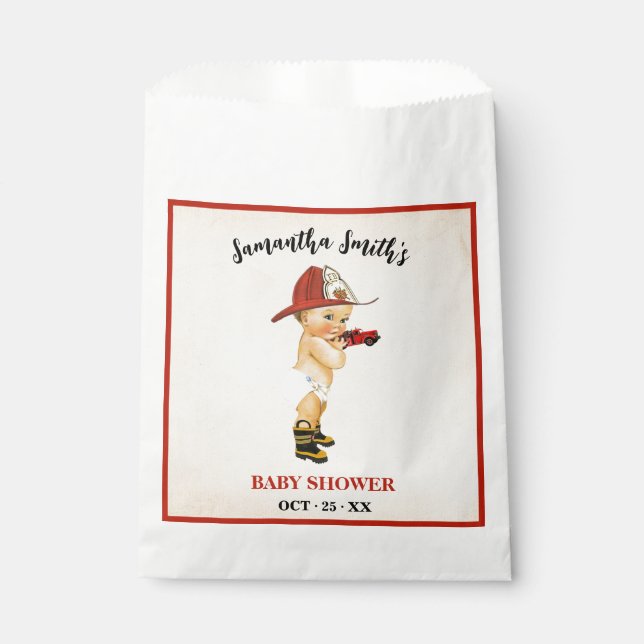Sachets En Papier Petit Baby shower pompier Fête Favoriser Sac (Devant)