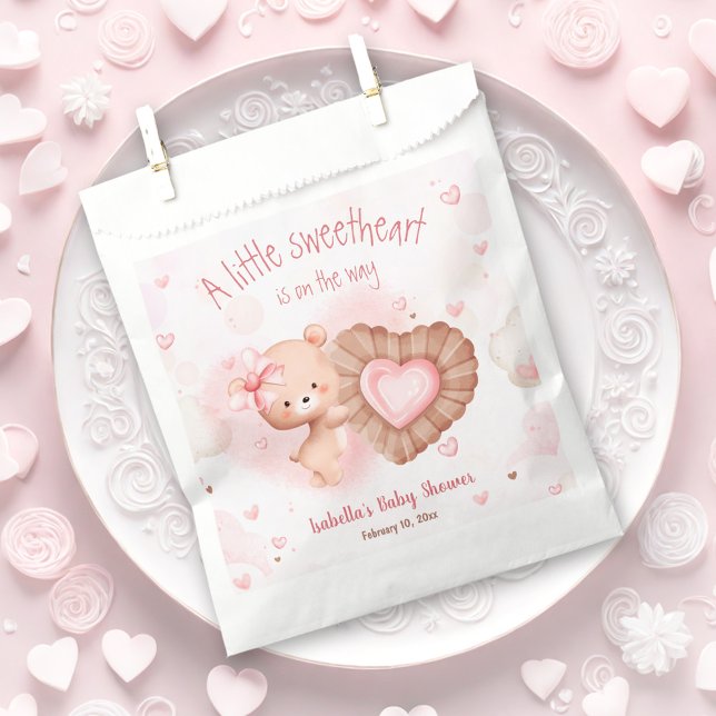 Sachets En Papier Petit Baby shower rose doux Favoriser le sac (Little Sweetheart Pink Baby Shower Favor Bag)