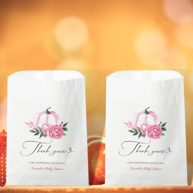 Sachets En Papier Petit Baby shower Rustique rose-rose-blanc Citroui (Créateur téléchargé)