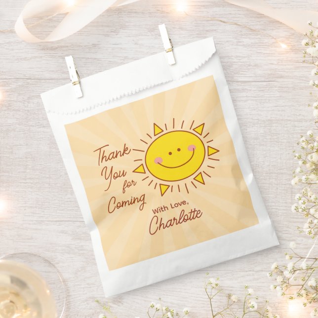 Sachets En Papier Petit Baby shower Sonshine Merci Pour Venir (Coupé)