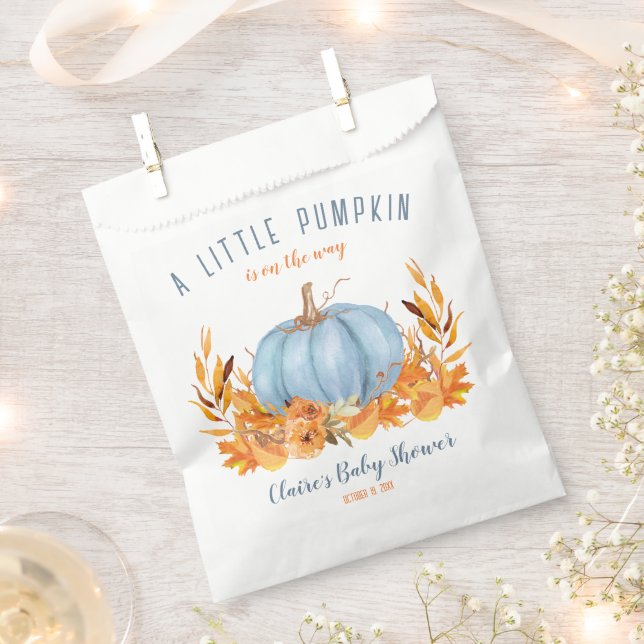 Sachets En Papier Petit Citrouille Blue Boy Baby shower Favoriser Sa (Coupé)