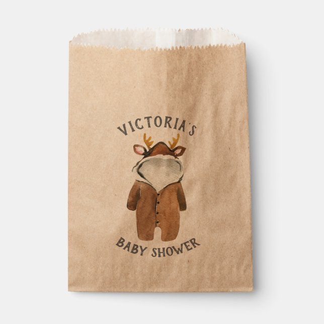 Sachets En Papier Petit Reindeer Baby shower d'hiver de Noël (Devant)