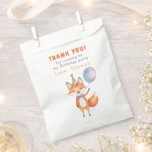 Sachets En Papier Petite fête d'anniversaire de Renard Merci