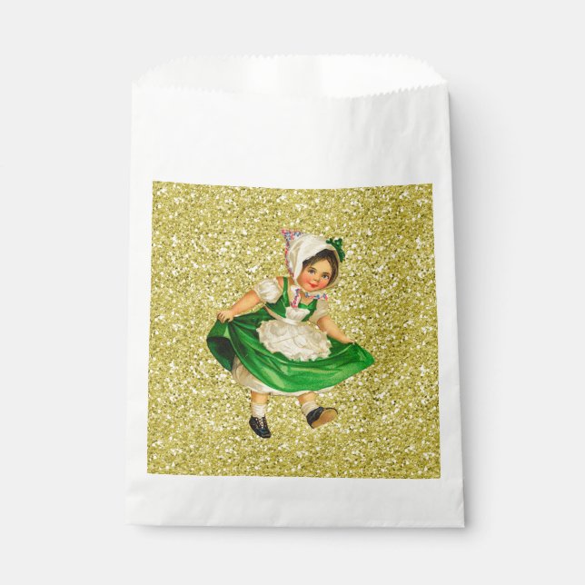 Sachets En Papier Petite fille irlandaise en robe verte Parties scin (Devant)