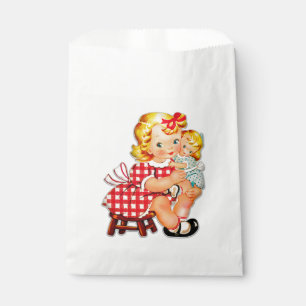 Sachets En Papier Petite fille rétro vintage poupée enfant