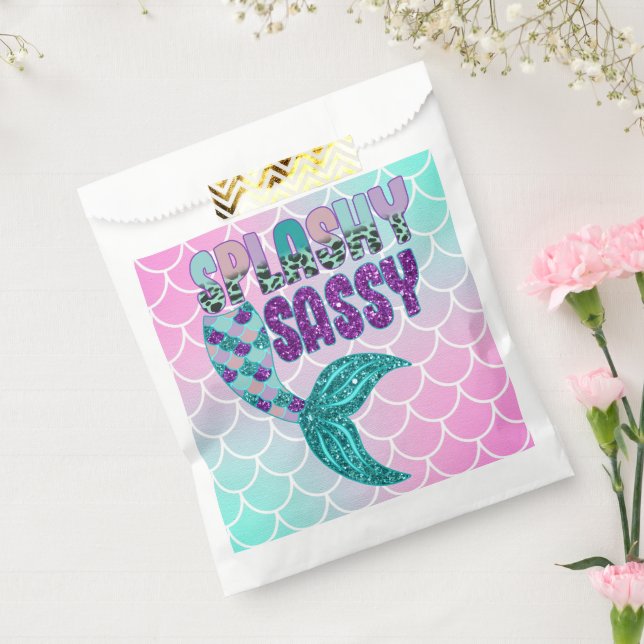Sachets En Papier Petite fille Splashy rose violet vert de sirène Qu (Scellé)