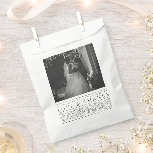 Sachets En Papier Photo officielle Feuille noir blanc Mariage (Coupé)