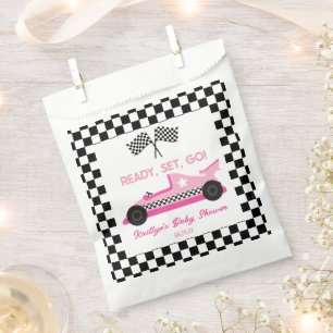 Sachets En Papier Pink Black Race Car Ready Set Go Baby shower