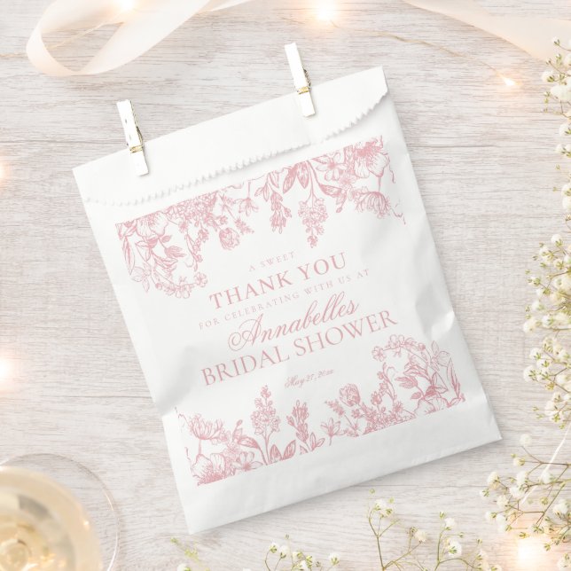Sachets En Papier Pink Chinoiserie Floral Bridal Shower Dessert (Coupé)
