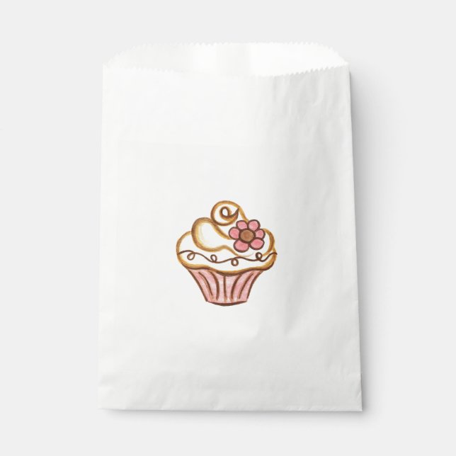 Sachets En Papier Pink Cupcake Bakery Anniversaire Fête Favoriser Sa (Devant)